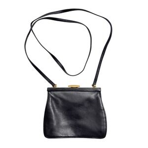 VTG 90's‎ Liz Claiborne Soft Black Leather Kiss Clasp Small Frame Purse